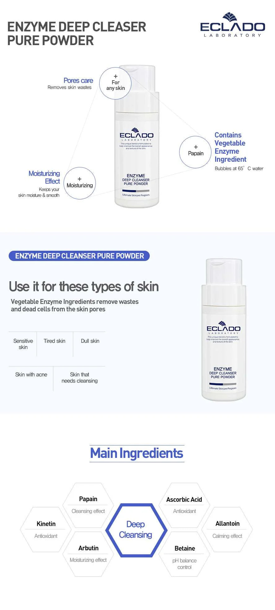Eclado Laboratory Enzyme Deep cleanser pure powder